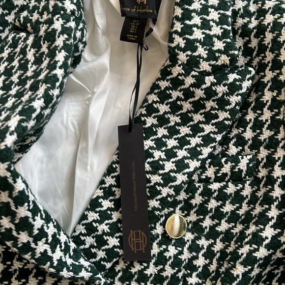 House of Harlow houndstooth tweed blazer metallic fabric Small - Picture 6 of 8
